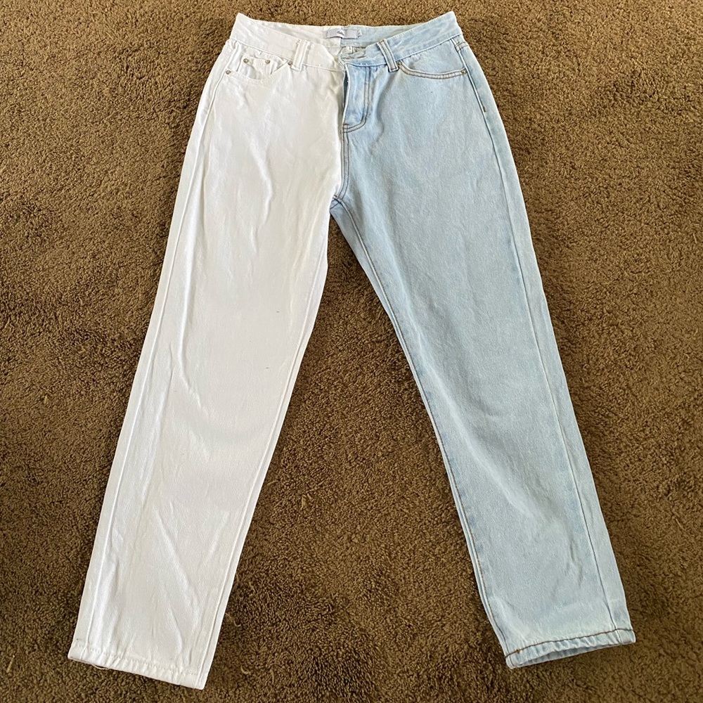 Adika Blue and White Colorblock Jeans